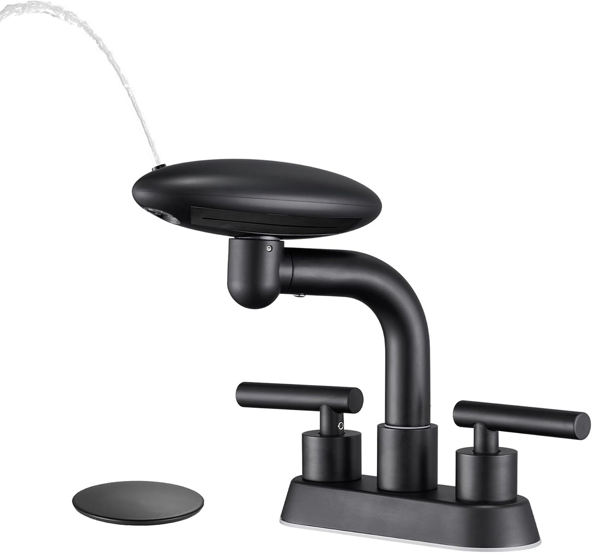 Matte Black Bathroom Sink Faucet, 4-Inch 3-Hole Centerset