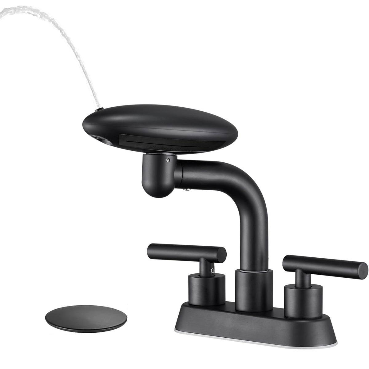 Matte Black Bathroom Sink Faucet, 4-Inch 3-Hole Centerset