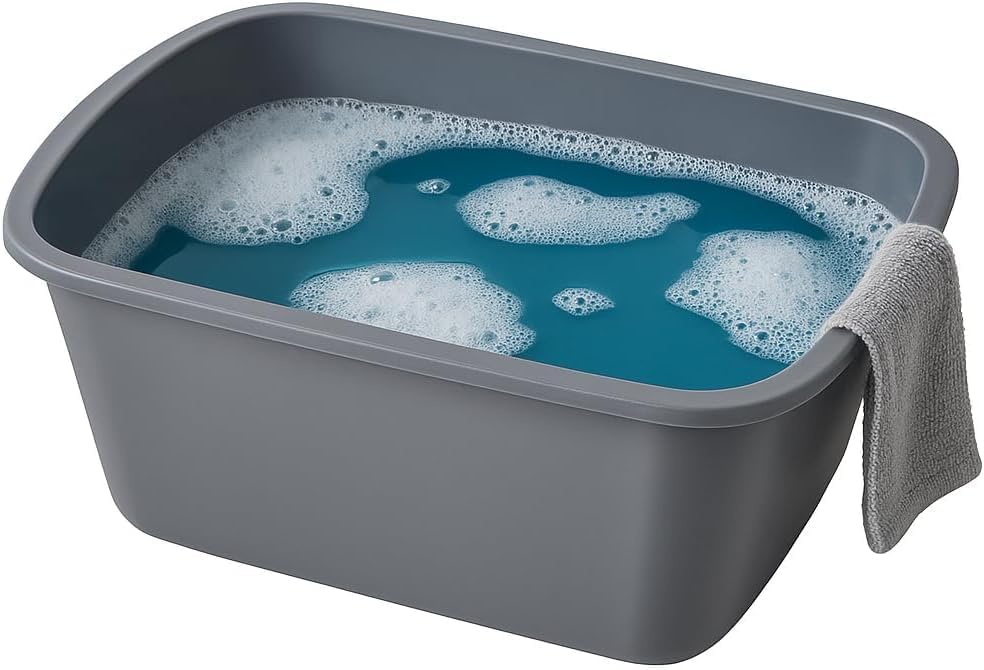 Vakly Plastic Wash Basin, 7 Qt, Rectangular, Graduated, 20 Pack