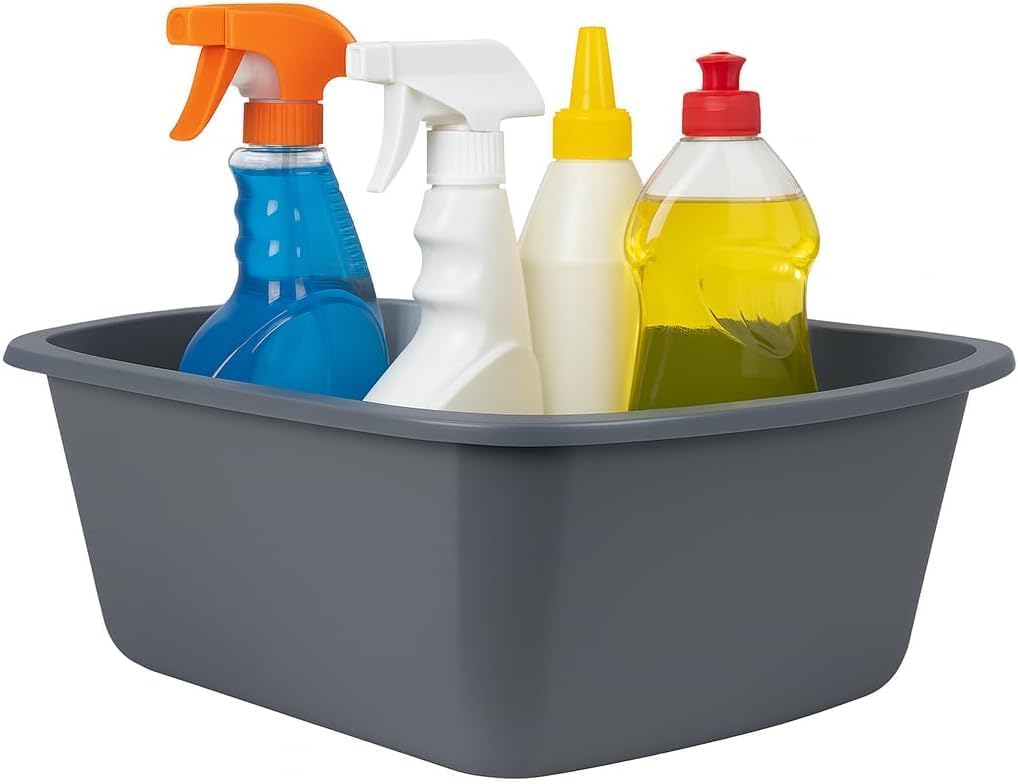 Vakly Plastic Wash Basin, 7 Qt, Rectangular, Graduated, 20 Pack