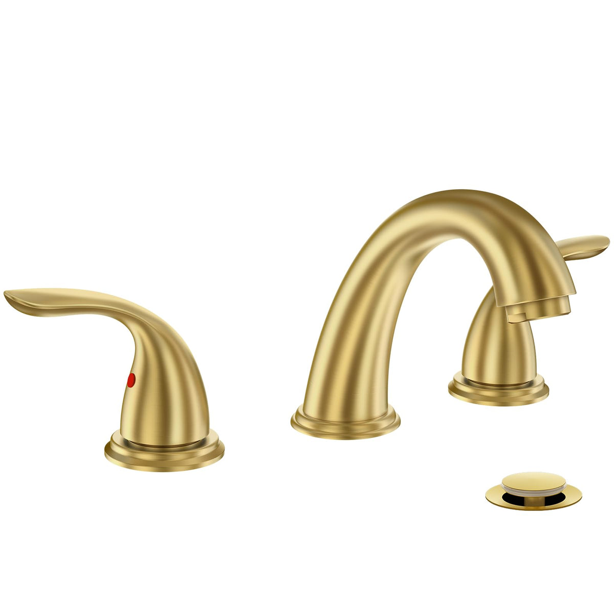 Phiestina 8 Inch 2 Handles 3 Holes Deck Mount Brushed Nickel Widespread Bathroom Faucet, with Stainless Steel Pop Up Drain, WF008-5-BN