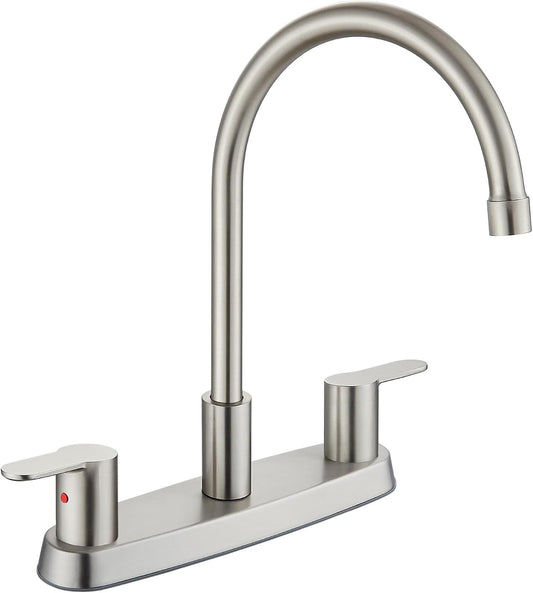 Kitchen Faucet 8 Inch Centerset Brushed Nickel 2-3 Hole Without Sprayer