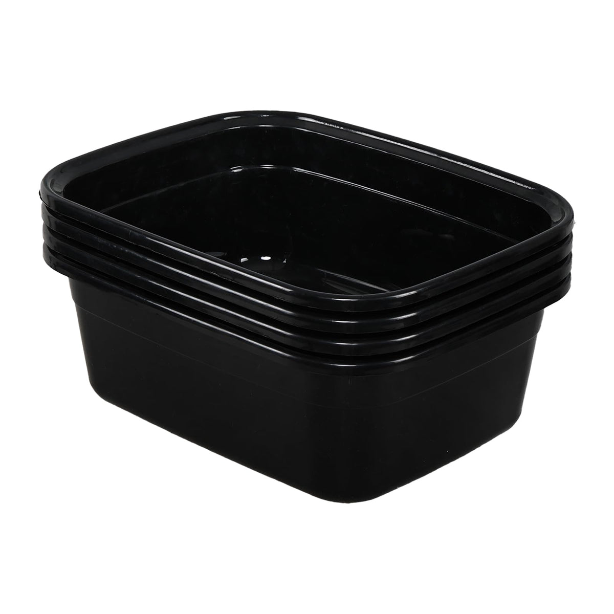 12 Quart Plastic Wash Basin Dish Pan Tub, 4 Packs, Black