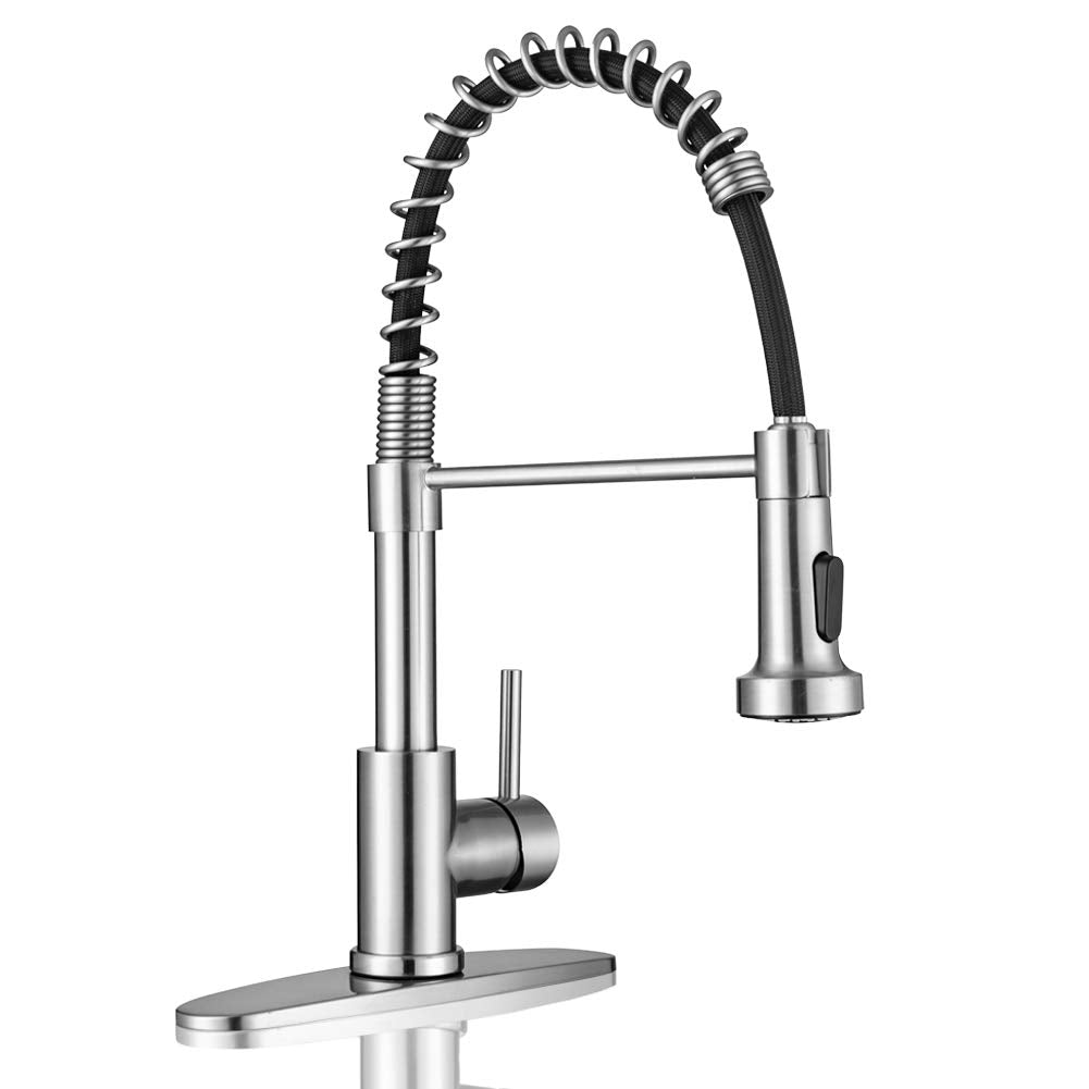 WEWE Black Kitchen Faucet with Pull Down Sprayer, High Arc Bar Sink Faucet