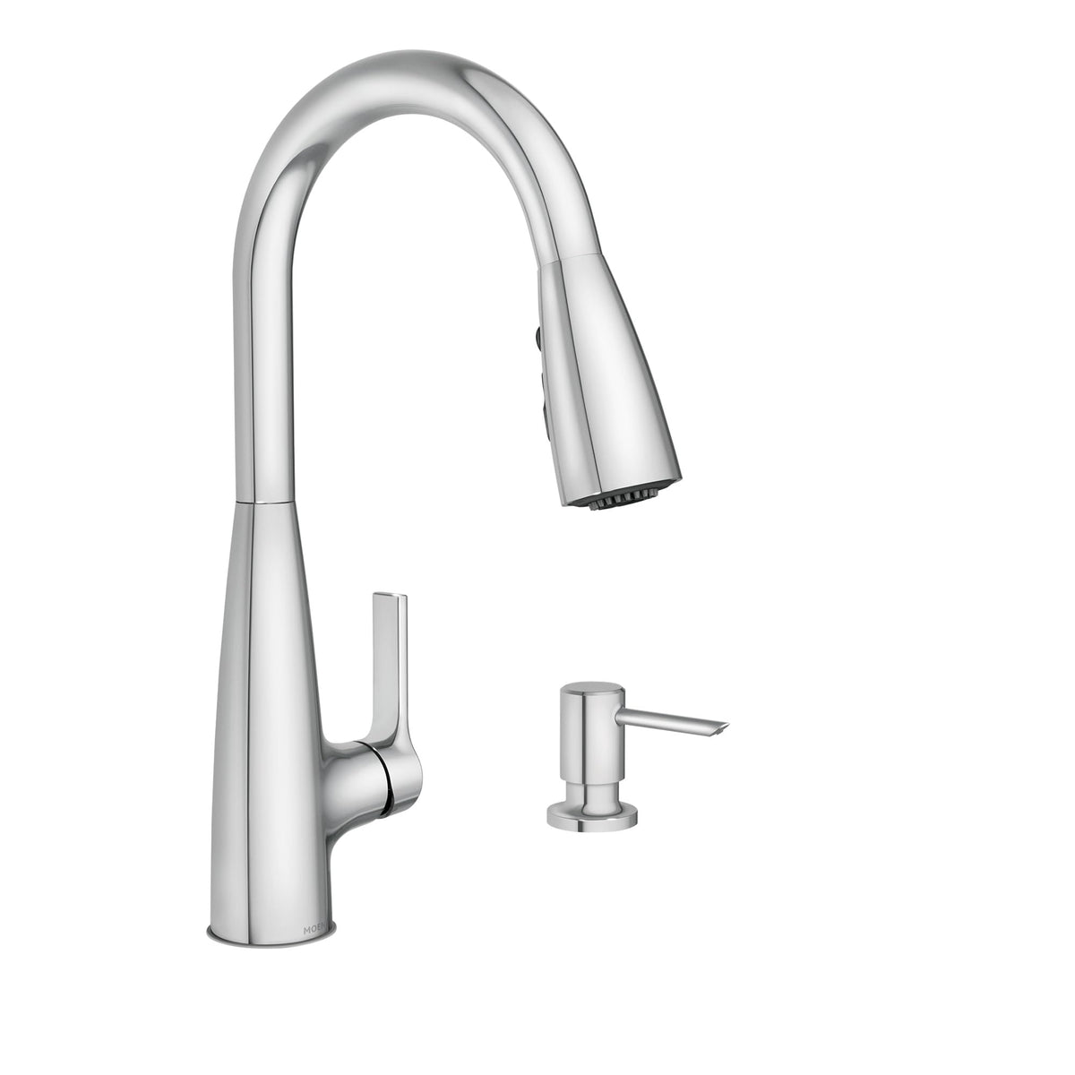 Moen Haelyn Spot Resist Stainless Single-Handle Pull-Down Sprayer Kitchen Faucet Featuring Power Boost for a Faster Clean, Soap Dispenser Included, 87627SRS