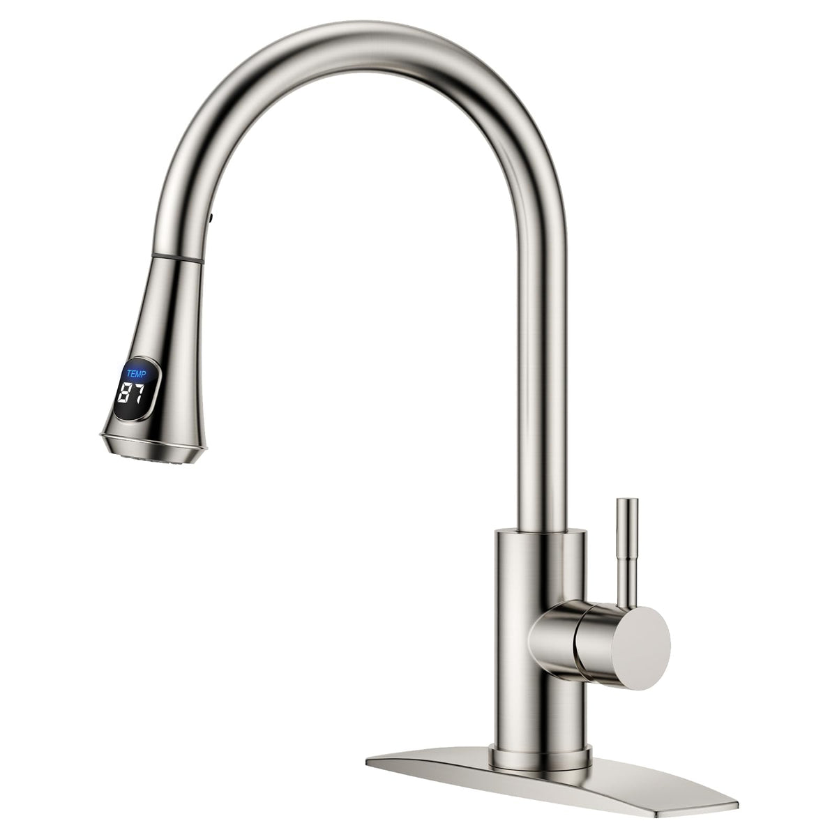 FORIOUS Black Kitchen Faucet with Pull Down Sprayer, Stainless Steel