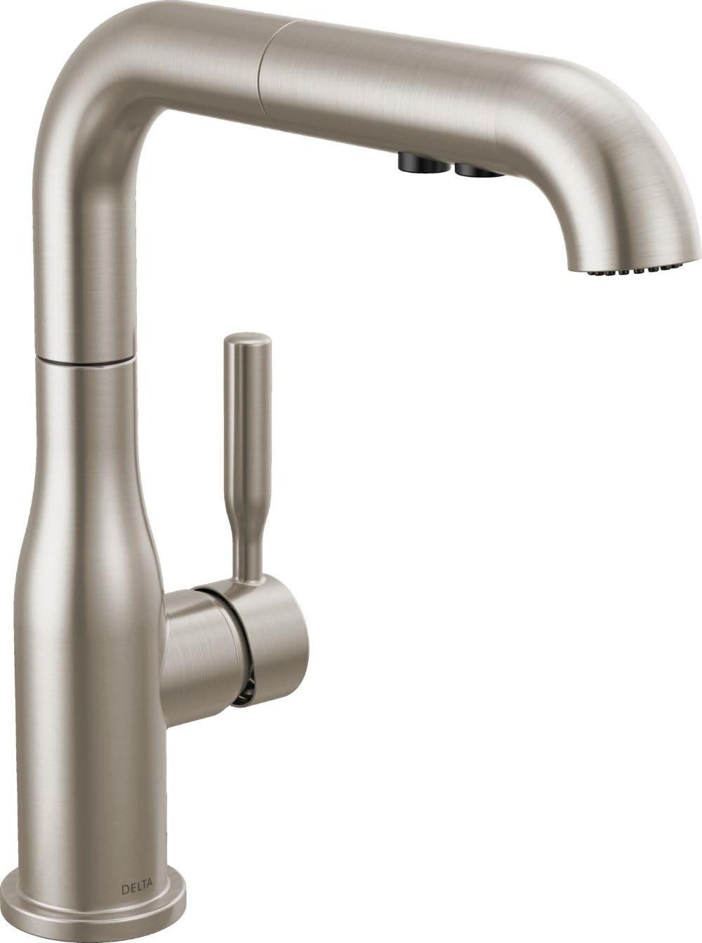 Delta Almari Matte Black Kitchen Faucet with Pull-Out Sprayer, Modern Single Hole Kitchen Sink Faucet, Single Handle, Matte Black 16943-BL-DST