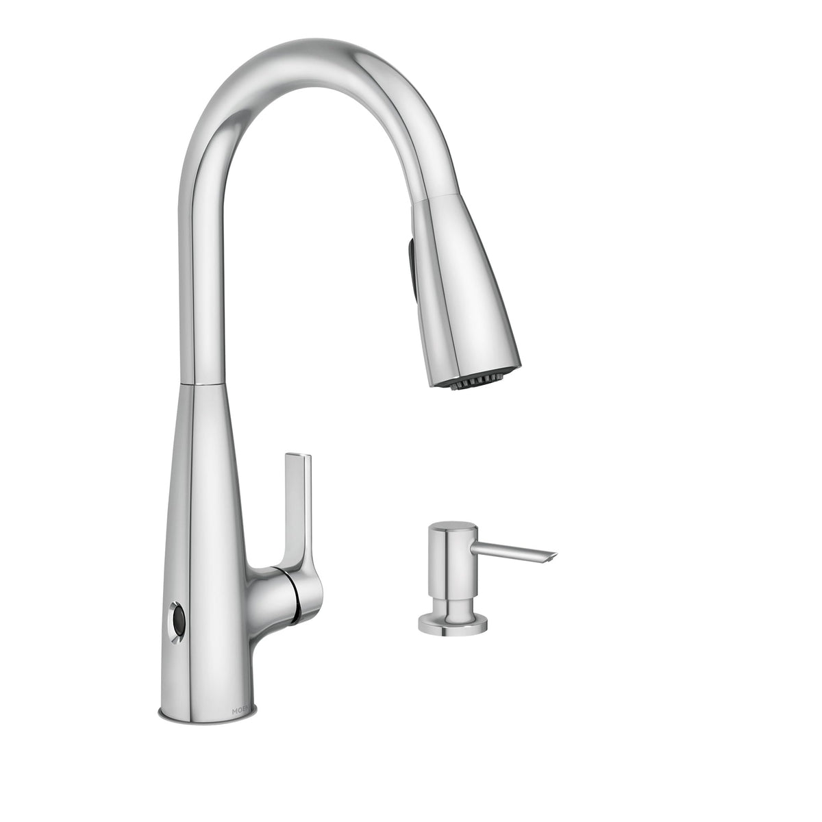 Moen Haelyn Spot Resist Stainless Single-Handle Pull-Down Sprayer Kitchen Faucet Featuring Power Boost for a Faster Clean, Soap Dispenser Included, 87627SRS