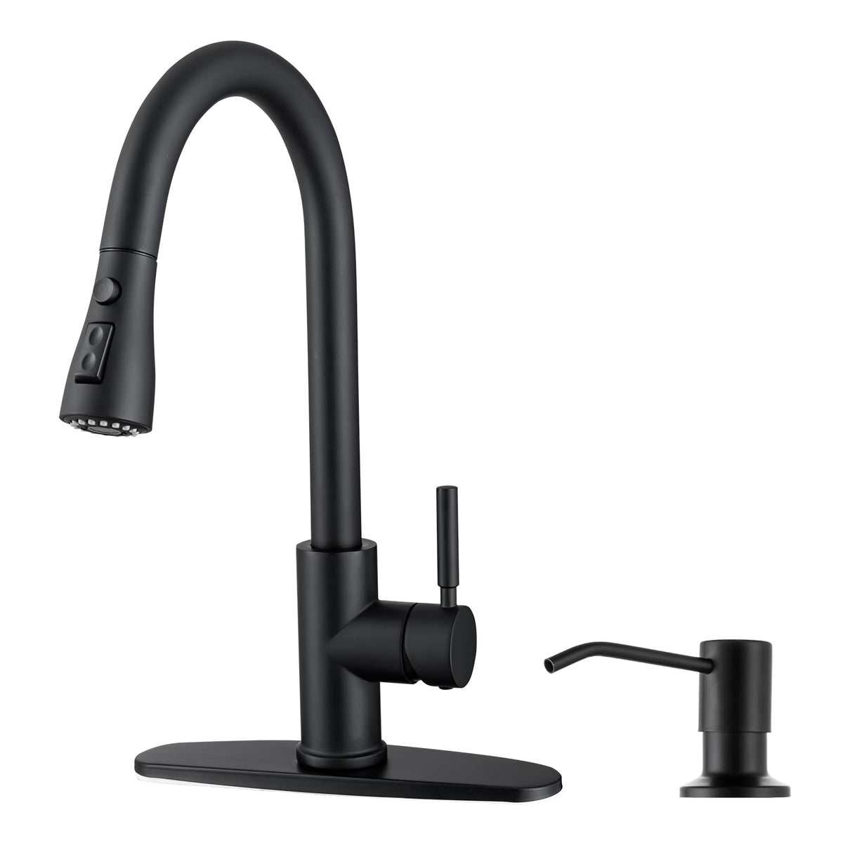 WEWE High-Arc Pull-Down Kitchen Faucet, Brushed Nickel, 3-Mode Sprayer