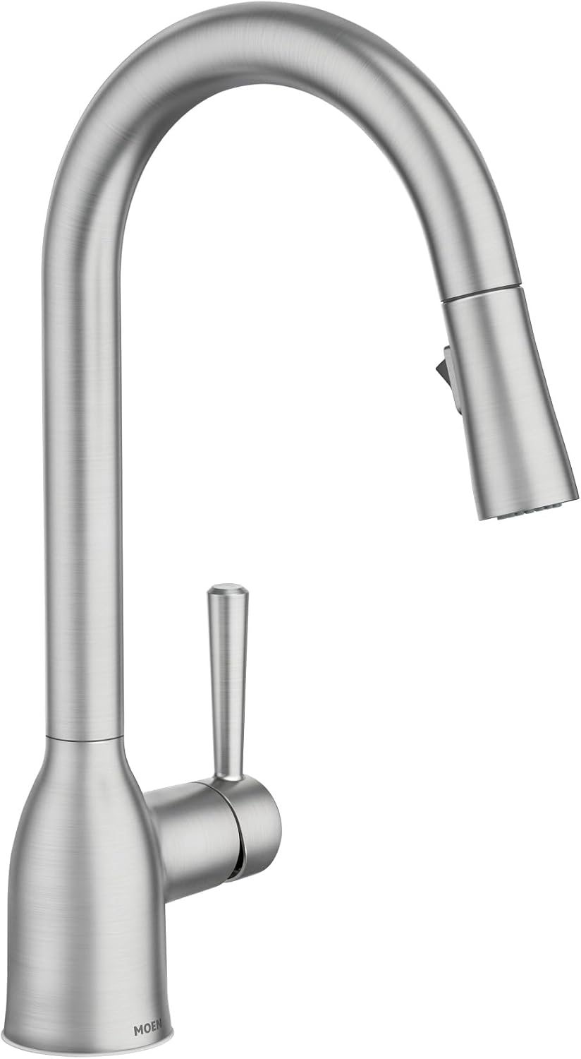 Moen Adler Spot Resist Stainless One-Handle High Arc Pulldown Kitchen Faucet with Power Clean, 87233SRS