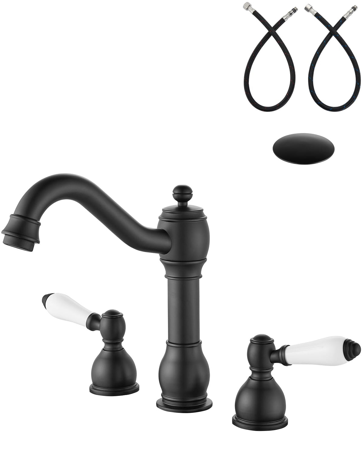 Aolemi Widespread Bathroom Sink Faucet 3 Hole Metal Lever Antique Brass