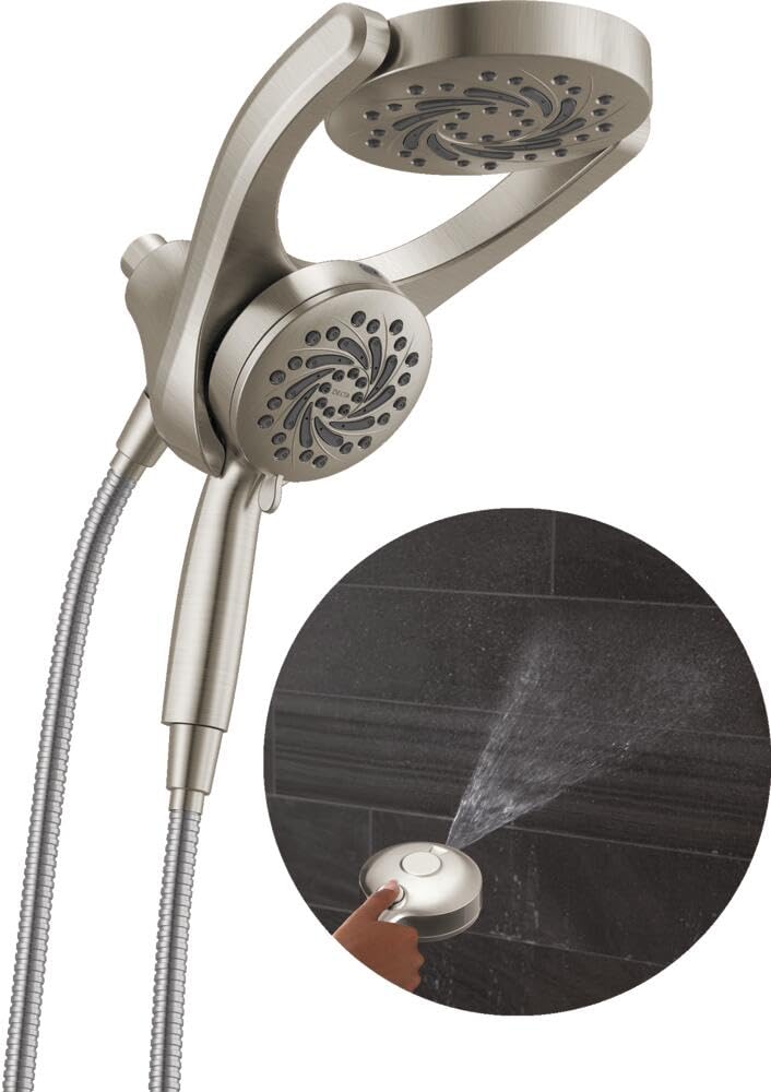 Delta 5-Setting HydroRain 2-in-1 Dual Shower Head with ProClean Spray, Matte Black High Pressure Shower Head with Handheld Spray, 1.75 GPM Flow Rate, Matte Black 75419BL