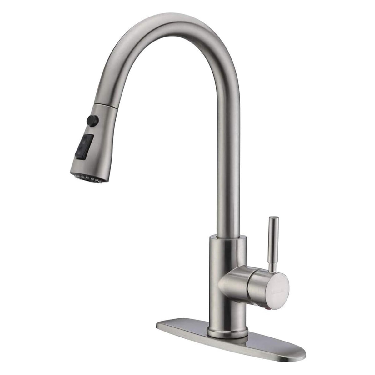 WEWE High-Arc Pull-Down Kitchen Faucet, Brushed Nickel, 3-Mode Sprayer