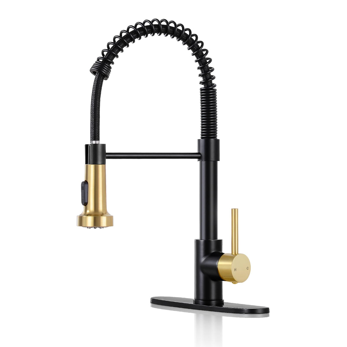 DJS Kitchen Sink Faucet with Pull Down Sprayer Single Handle Matte Black