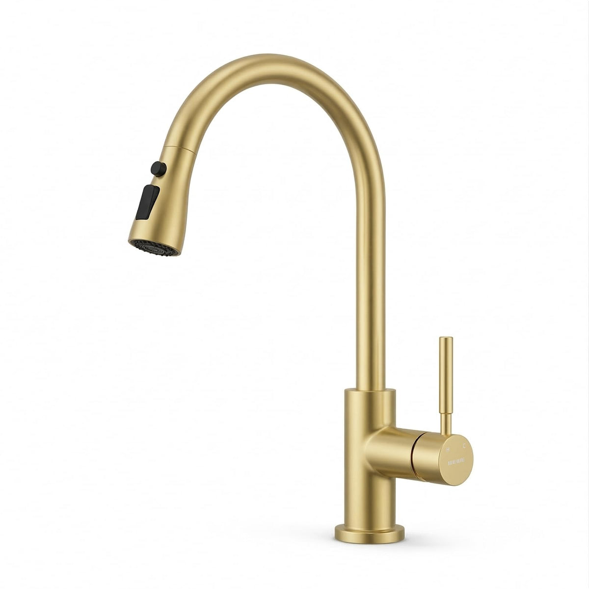 WEWE High-Arc Pull-Down Kitchen Faucet, Brushed Nickel, 3-Mode Sprayer