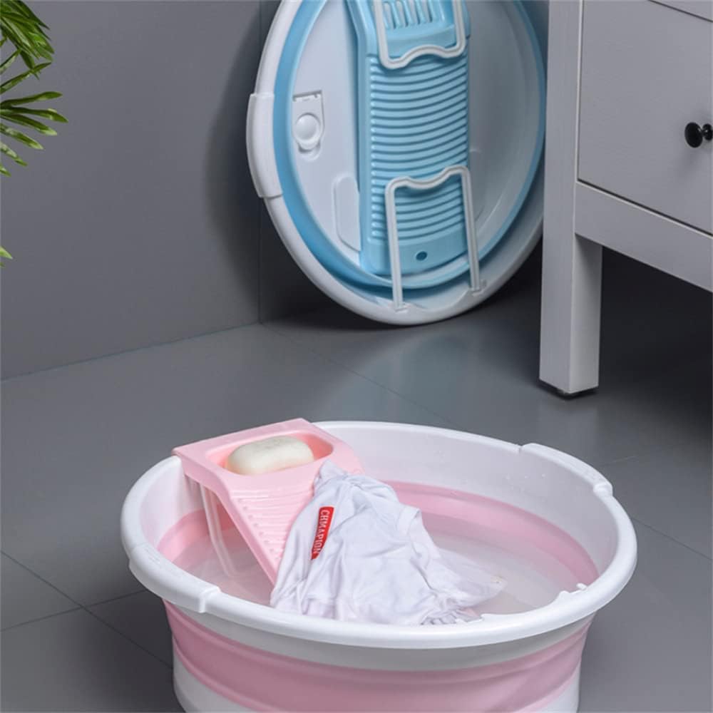 Fold Washboard Basin for Hand Washing Clothes,Non-Slip Washtub with Integrated Washboard for Hand Wash Laundry Household (Grey)