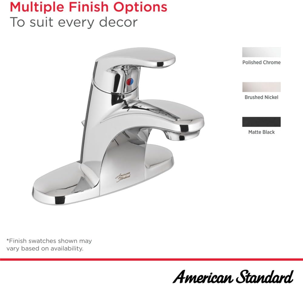 American Standard Colony Pro Single-Handle Bathroom Sink Faucet with Metal Drain, 1.2 GPM, Polished Chrome 7075000.002