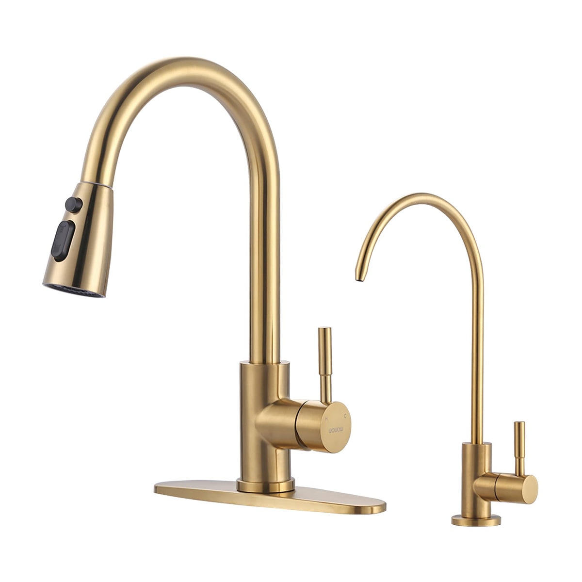 WOWOW Kitchen Faucet with Soap Dispenser: 304 Stainless Steel Kitchen Sink Faucet with Pull Down Sprayer 3 Modes, Single Handle High Arc Mixer Taps for Sink, RV, Laundry, Bar (Brushed Nickel)