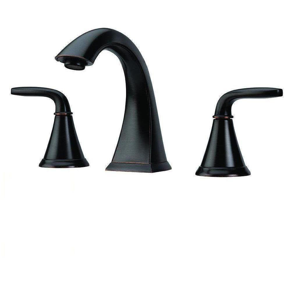 Pfister Pasadena 8 inch Widespread 3 Hole Bathroom Sink Faucet with 2 Handles, Brushed Nickel Finish, Push & Seal Drain, Water-Efficient WaterSense Certified LF049PDKK