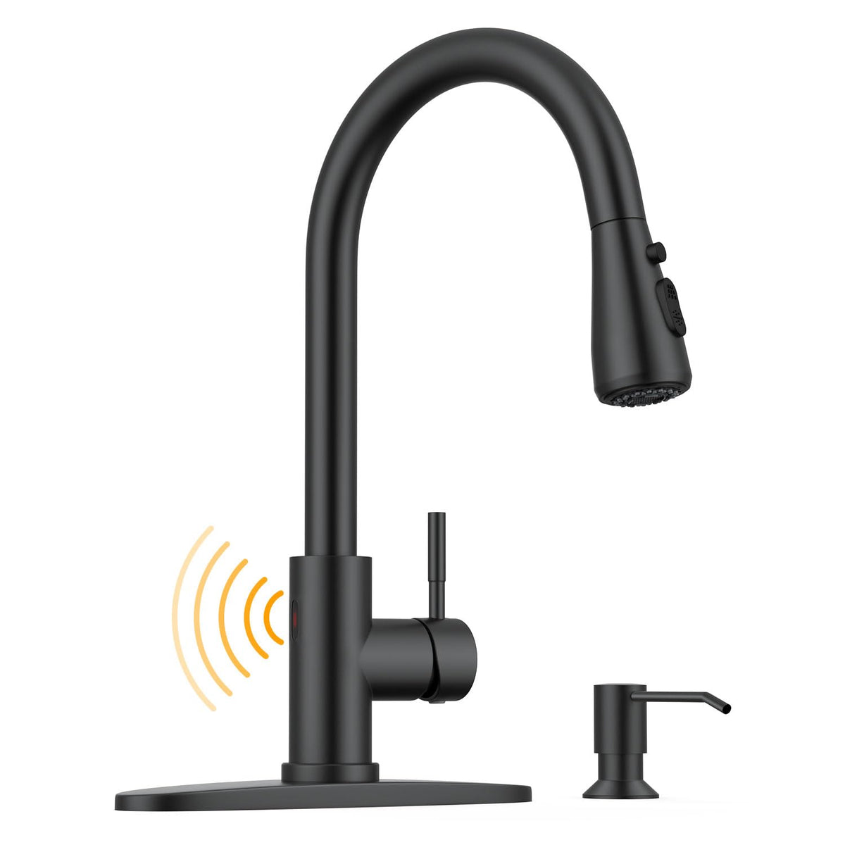 WEWE High-Arc Pull-Down Kitchen Faucet, Brushed Nickel, 3-Mode Sprayer
