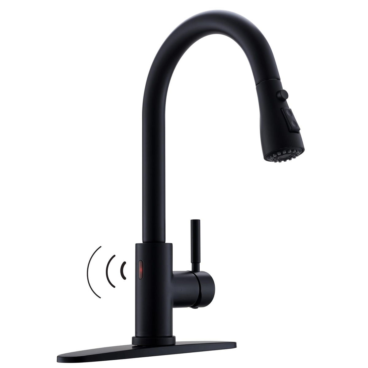 WEWE Black Kitchen Faucet with Pull Down Sprayer, High Arc Bar Sink Faucet