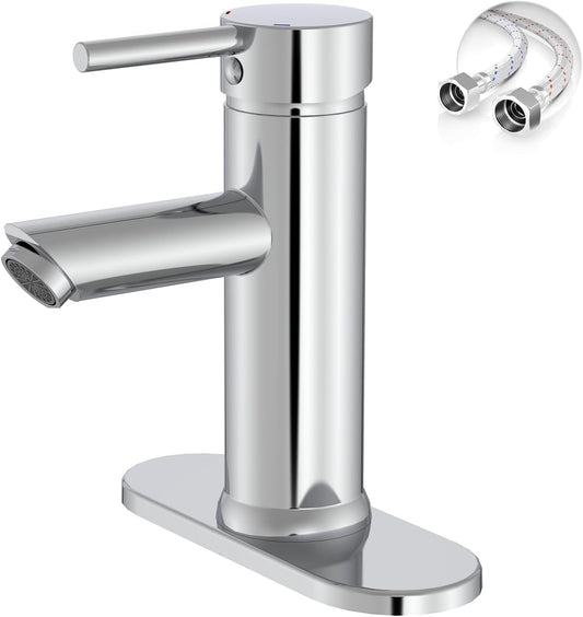 Bathroom Faucet for 1 or 3 Holes, Brass, Chrome