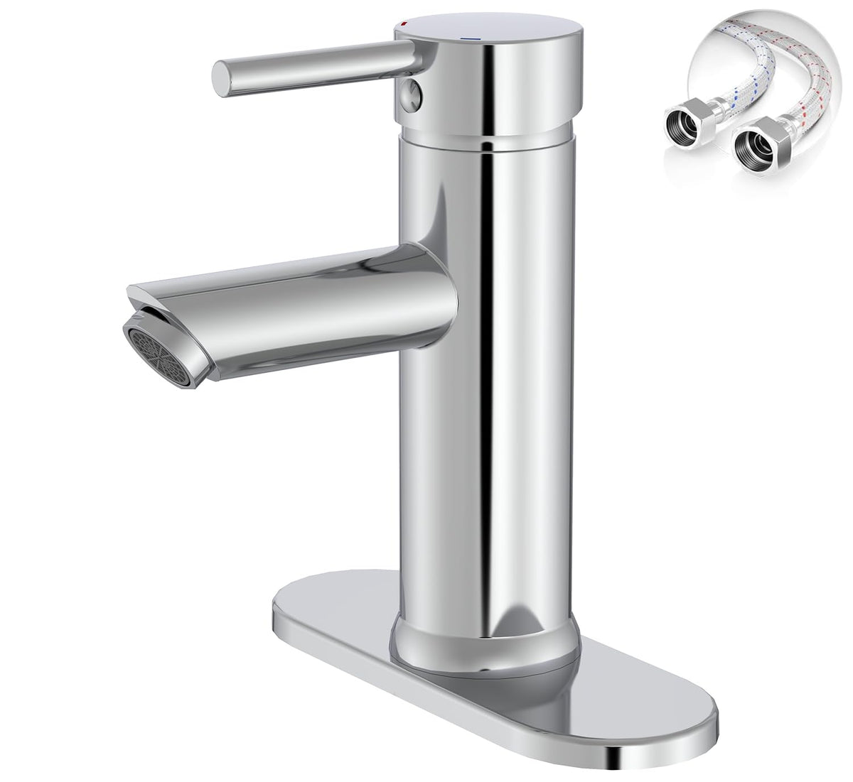 Bathroom Faucet for 1 or 3 Holes, Brass, Chrome