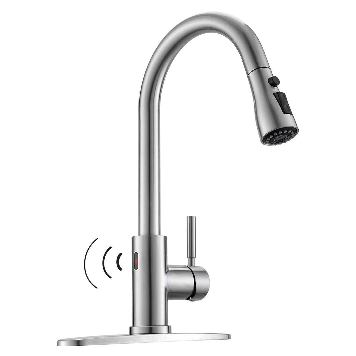 WEWE Black Kitchen Faucet with Pull Down Sprayer, High Arc Bar Sink Faucet