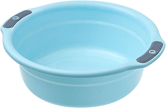Round Wash Basin, Face Tub Plastic Large Capacity Washbasin Stackable Camping Dishpan for Home Kitchen Outdoor Indoor (12.8 * 3.9 * 9.1in)