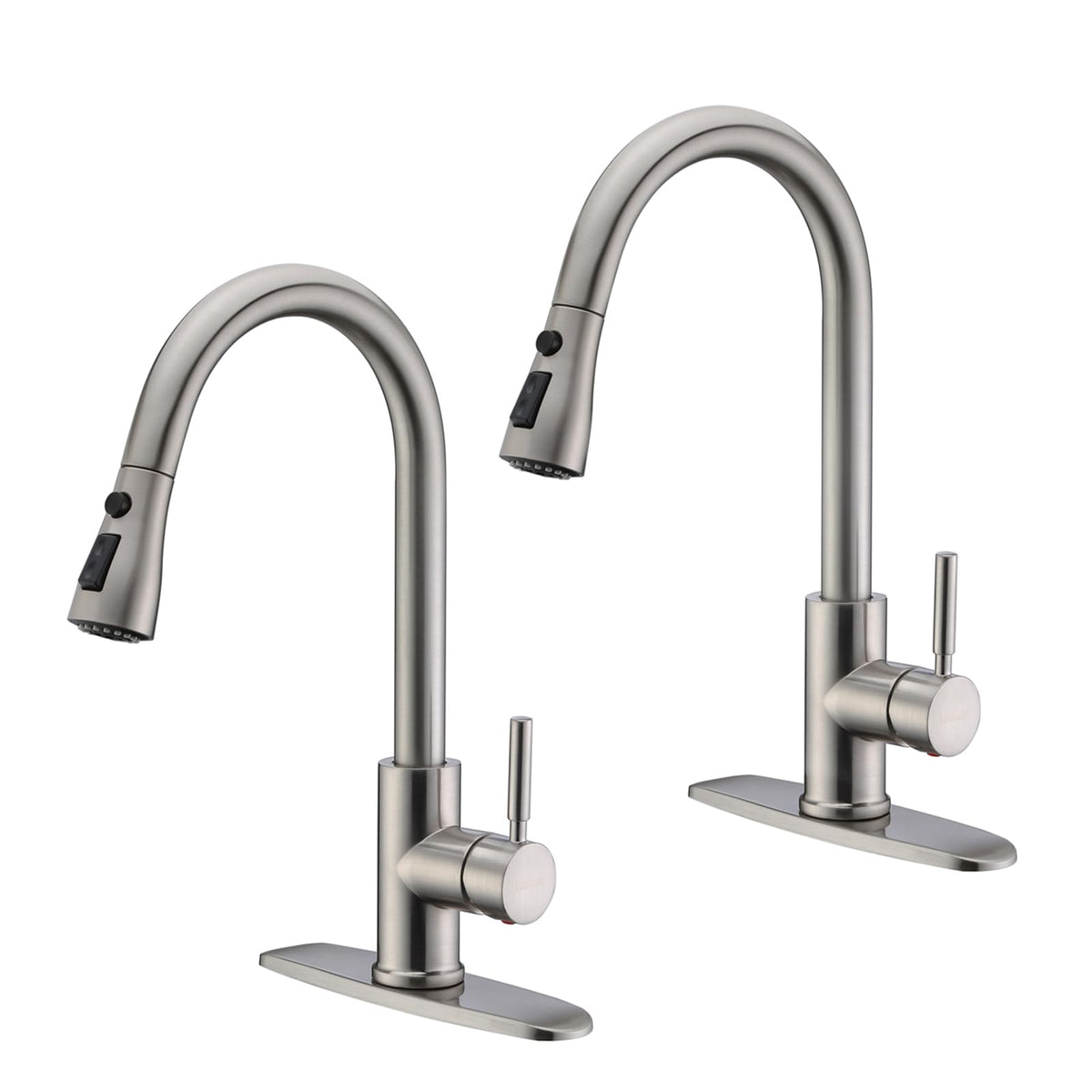 WEWE High-Arc Pull-Down Kitchen Faucet, Brushed Nickel, 3-Mode Sprayer