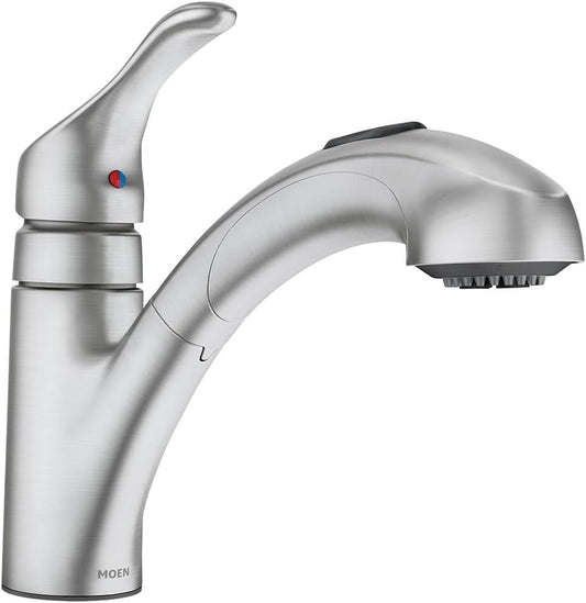 Moen Renzo Spot Resist Stainless One-Handle Pullout Kitchen or Laundry Faucet Featuring Power Clean, CA87316SRS