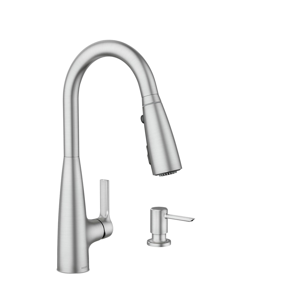 Moen Haelyn Spot Resist Stainless Single-Handle Pull-Down Sprayer Kitchen Faucet Featuring Power Boost for a Faster Clean, Soap Dispenser Included, 87627SRS