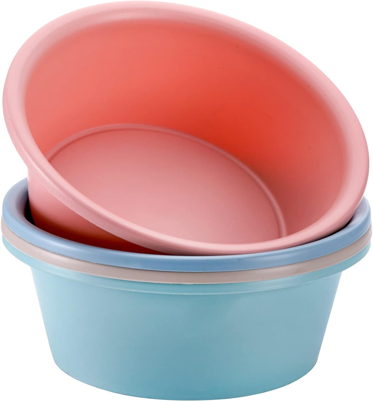 AVLA 4 Pack Round Plastic Wash Basin, 5 Quart Stackable Camping Dishpan, Portable Vegetable Fruit Dish Tub, PP Small Multipurpose Washtub for Face Cleansing, Home Kitchen Sink Outdoor Indoor