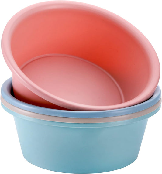 AVLA 4 Pack Round Plastic Wash Basin, 5 Quart Stackable Camping Dishpan, Portable Vegetable Fruit Dish Tub, PP Small Multipurpose Washtub for Face Cleansing, Home Kitchen Sink Outdoor Indoor