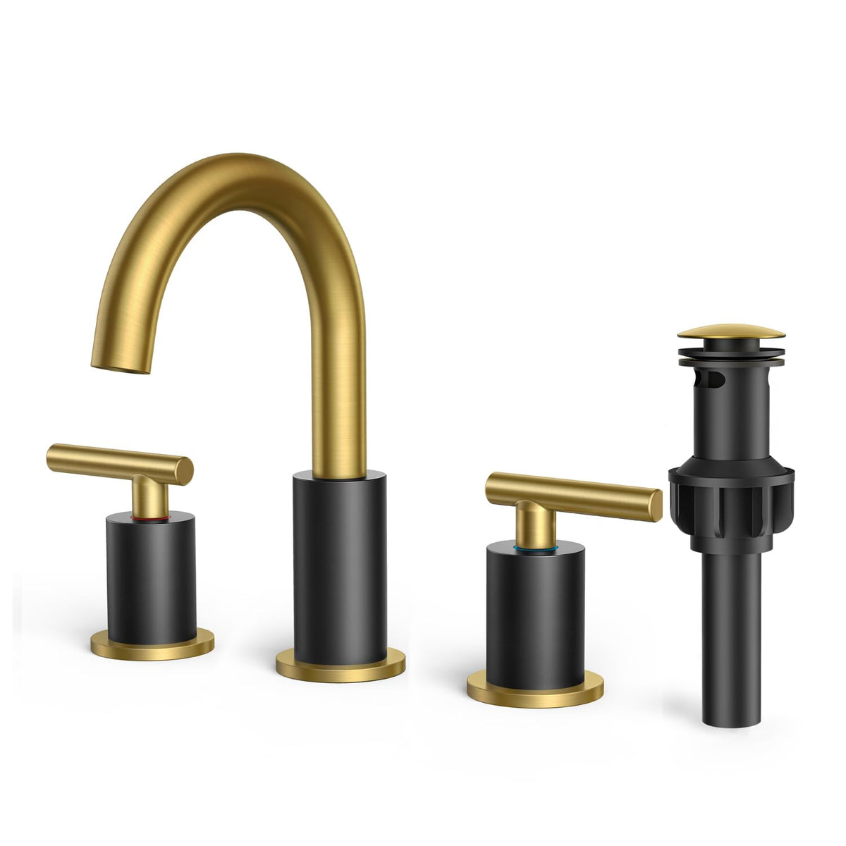 FORIOUS 8 Inch Brushed Gold Bathroom Faucet 3 Hole, Widespread Gold Faucet