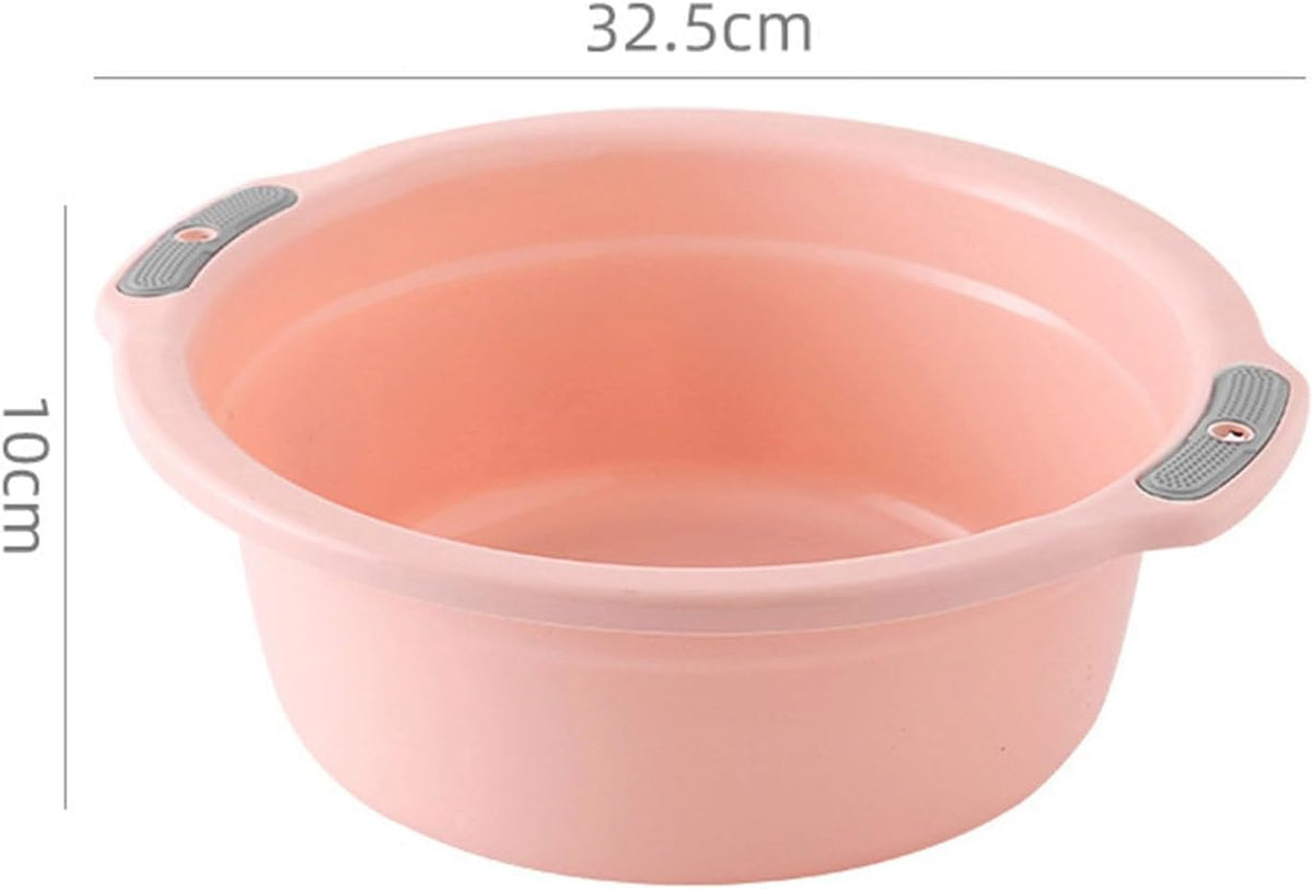 Plastic Washing Basin Multipurpose Adult Foot Washbasin Tub with Double Handles for Home Bathroom (Medium‑Peach Pink)