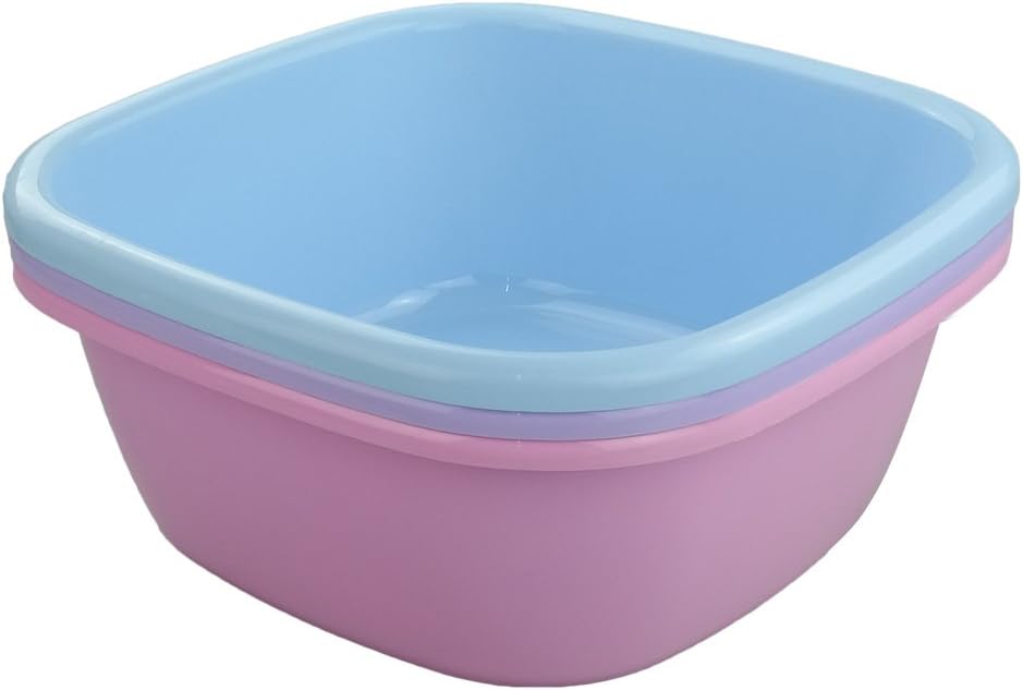 12 Quart Plastic Square Washbasin, Set of 3