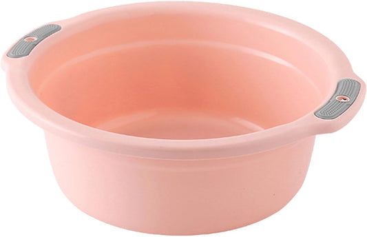 Plastic Washing Basin Multipurpose Adult Foot Washbasin Tub with Double Handles for Home Bathroom (Medium‑Peach Pink)