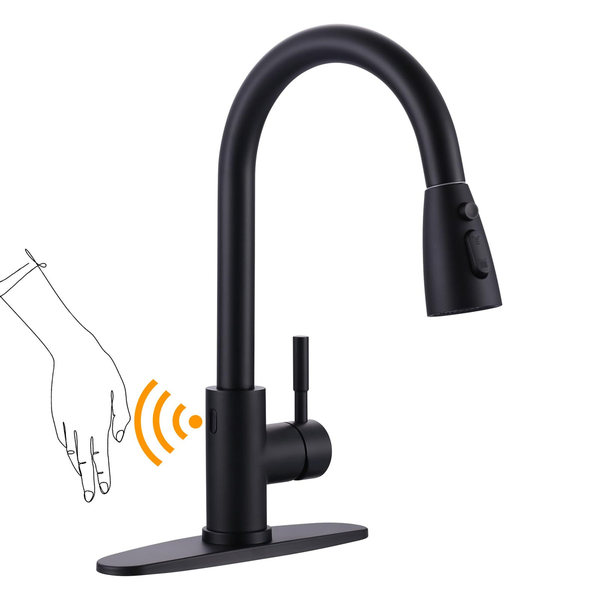 WOWOW Kitchen Faucet with Soap Dispenser: 304 Stainless Steel Kitchen Sink Faucet with Pull Down Sprayer 3 Modes, Single Handle High Arc Mixer Taps for Sink, RV, Laundry, Bar (Brushed Nickel)