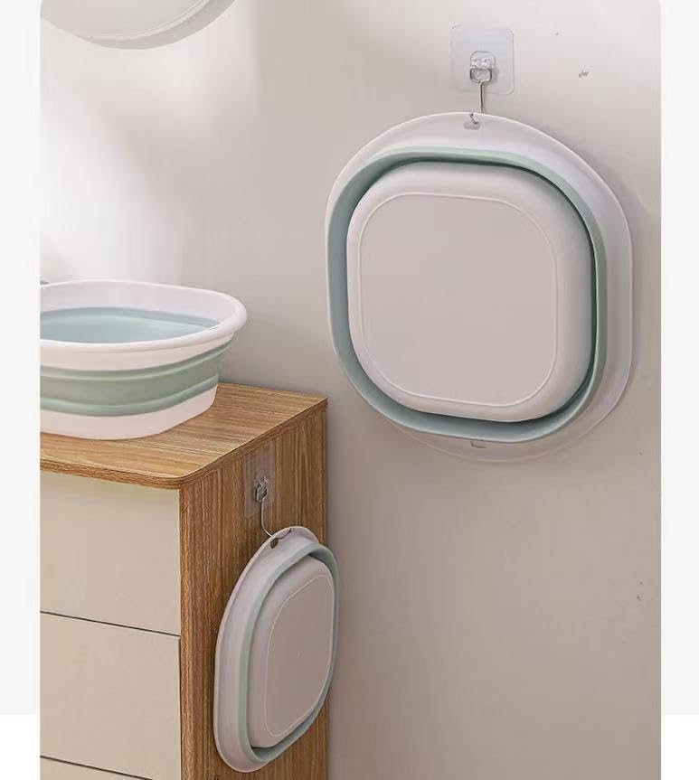 Collapsible Wash Basin, Foldable Sink Dish Tub (7.5L) with Hook