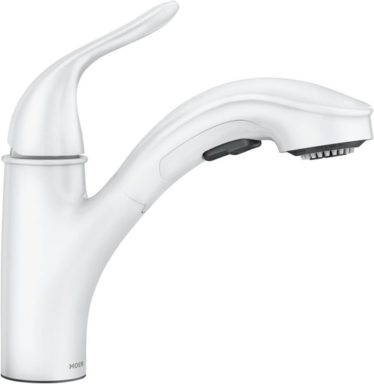 Moen 87557W Brecklyn Glacier White Pull-Out Kitchen Faucet