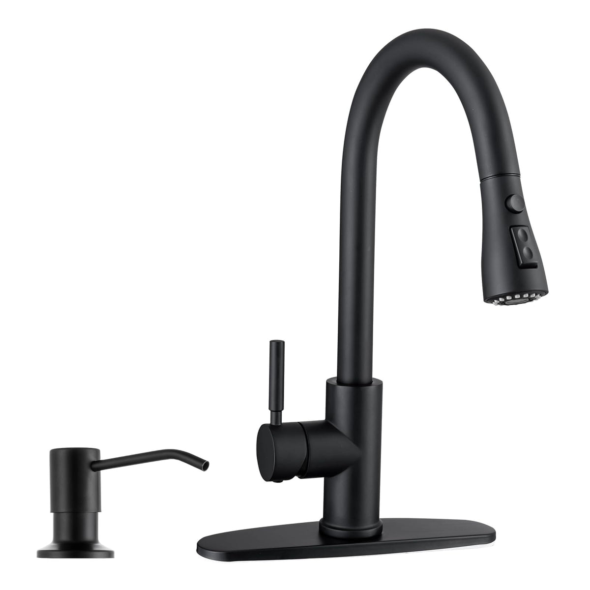 WEWE Black Kitchen Faucet with Pull Down Sprayer, High Arc Bar Sink Faucet