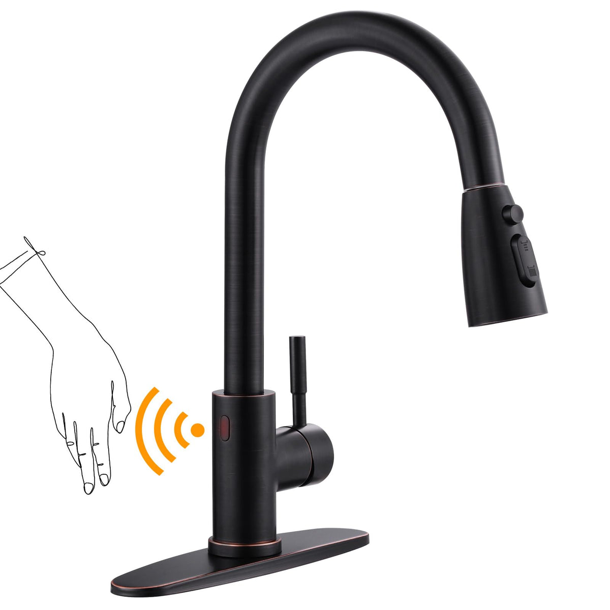 WOWOW Kitchen Faucet with Soap Dispenser: 304 Stainless Steel Kitchen Sink Faucet with Pull Down Sprayer 3 Modes, Single Handle High Arc Mixer Taps for Sink, RV, Laundry, Bar (Brushed Nickel)