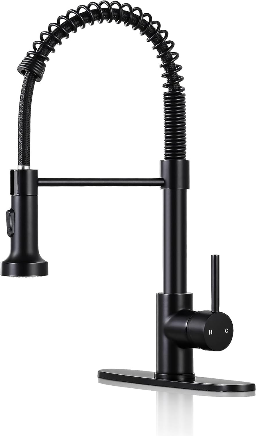 DJS Kitchen Sink Faucet with Pull Down Sprayer Single Handle Matte Black