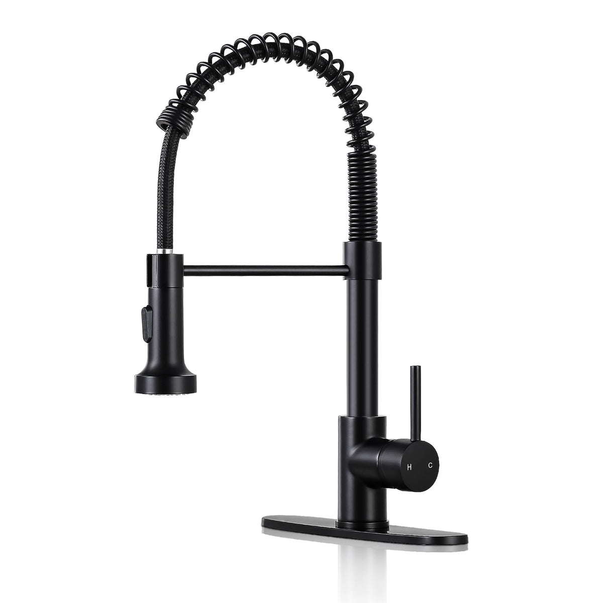 DJS Kitchen Sink Faucet with Pull Down Sprayer Single Handle Matte Black