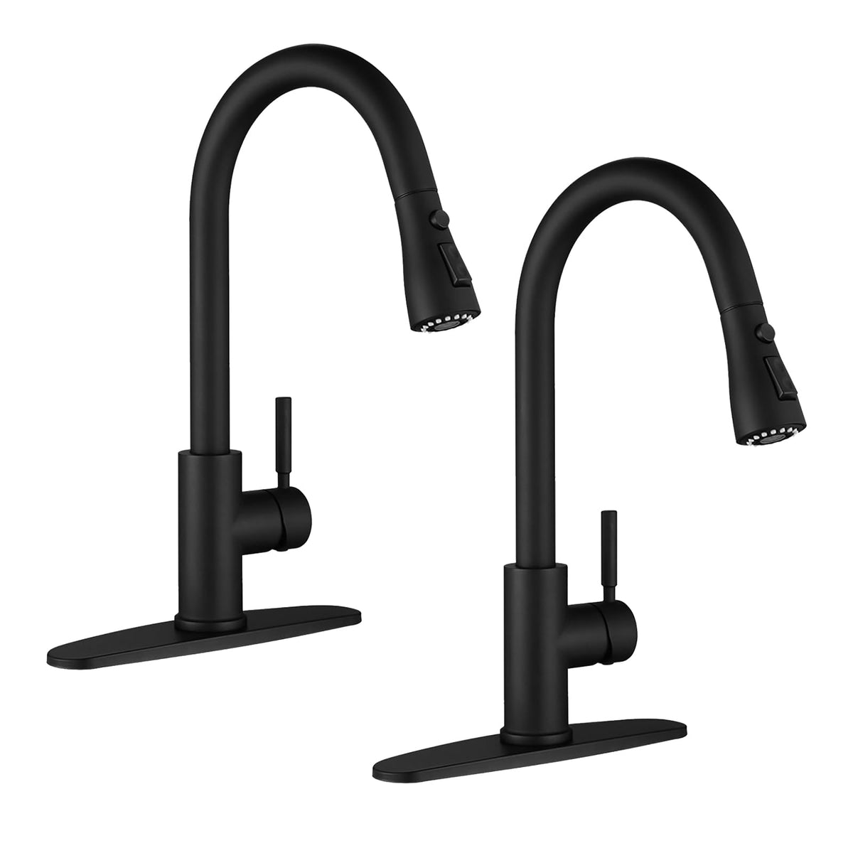 WEWE High-Arc Pull-Down Kitchen Faucet, Brushed Nickel, 3-Mode Sprayer