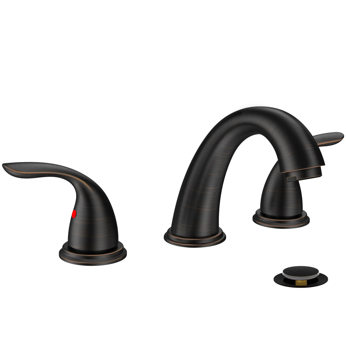 Phiestina 8 Inch 2 Handles 3 Holes Deck Mount Brushed Nickel Widespread Bathroom Faucet, with Stainless Steel Pop Up Drain, WF008-5-BN