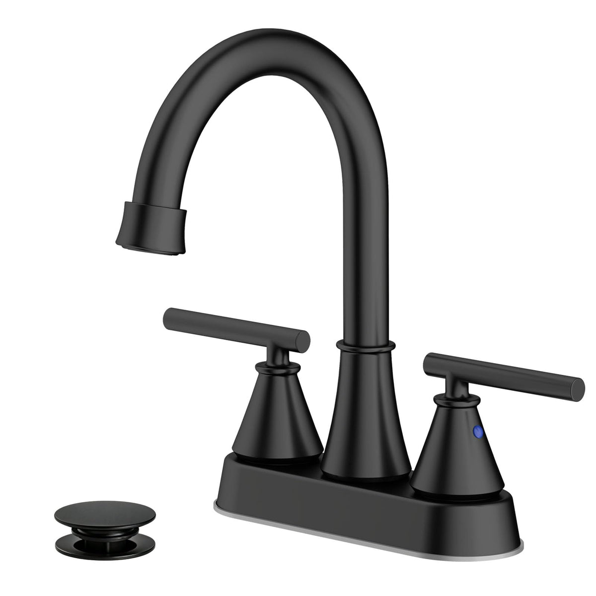 Bathroom Sink Faucet 4 Inch 2 Handle Centerset Brushed Gold Lead-Free Modern Bathroom Faucet Vanity Faucet with Pop-up Drain Stopper and Supply Hoses