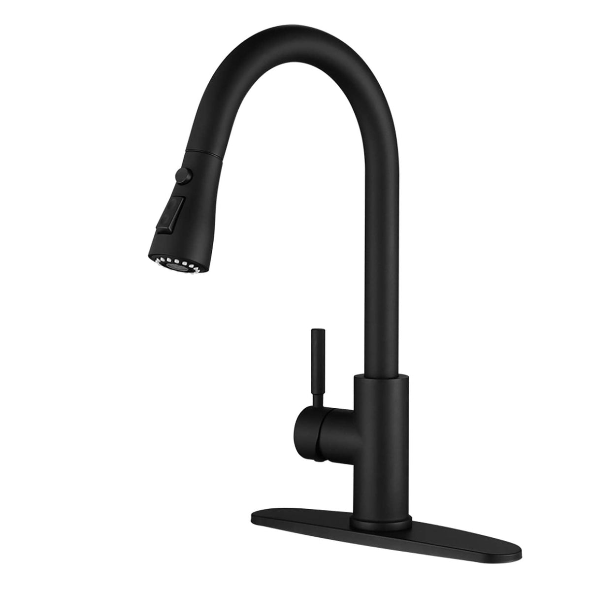 WEWE Black Kitchen Faucet with Pull Down Sprayer, High Arc Bar Sink Faucet