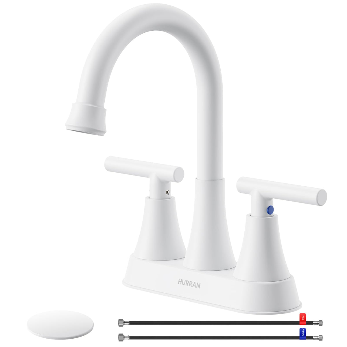 Bathroom Faucet, Hurran 4 inch Centerset 2-Handle Lead-Free, Brushed Nickel